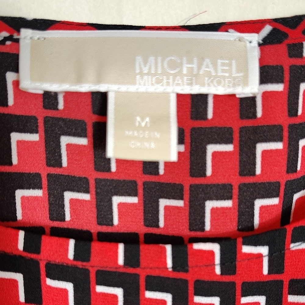 Red and White Boxy 3/4 Sleeve Blouse - Picture 4 of 7